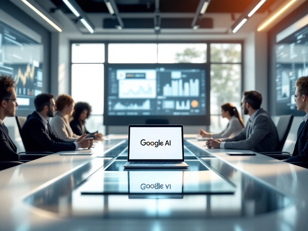 Futuristic AI concept with Google branding