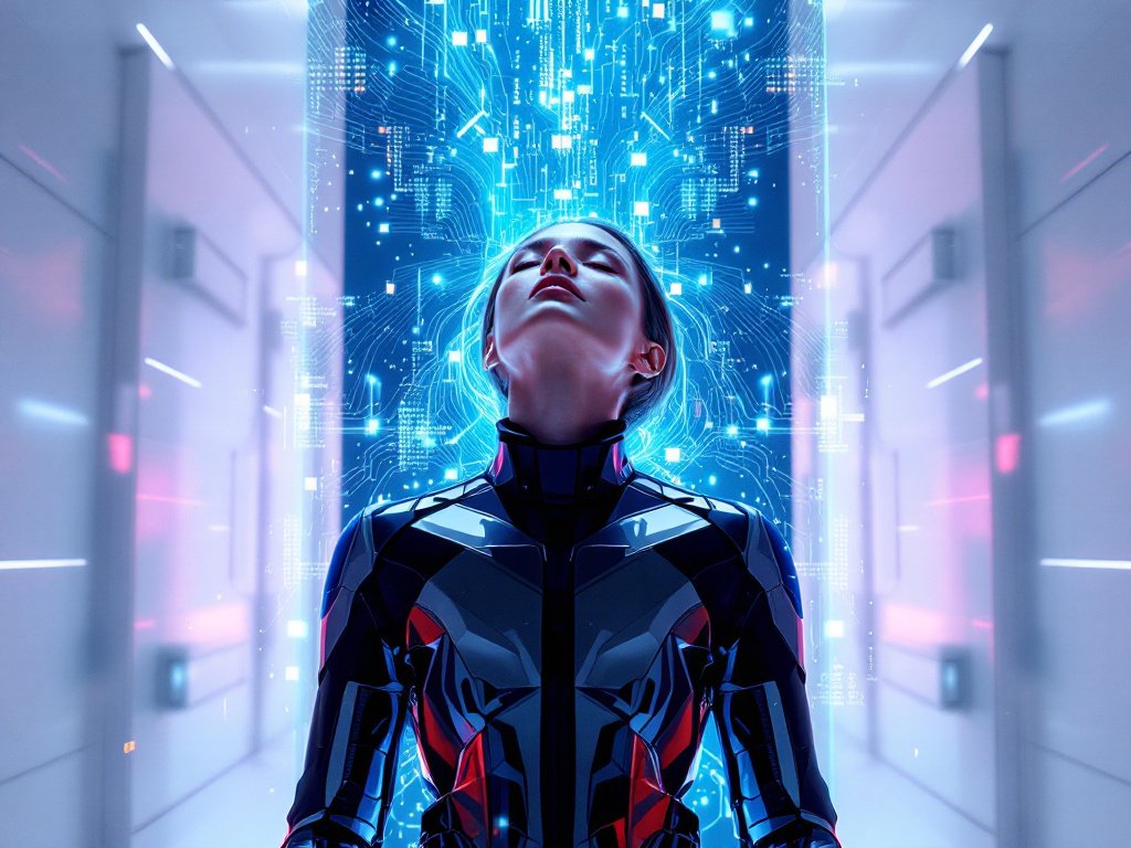 Person interacting with AI interface